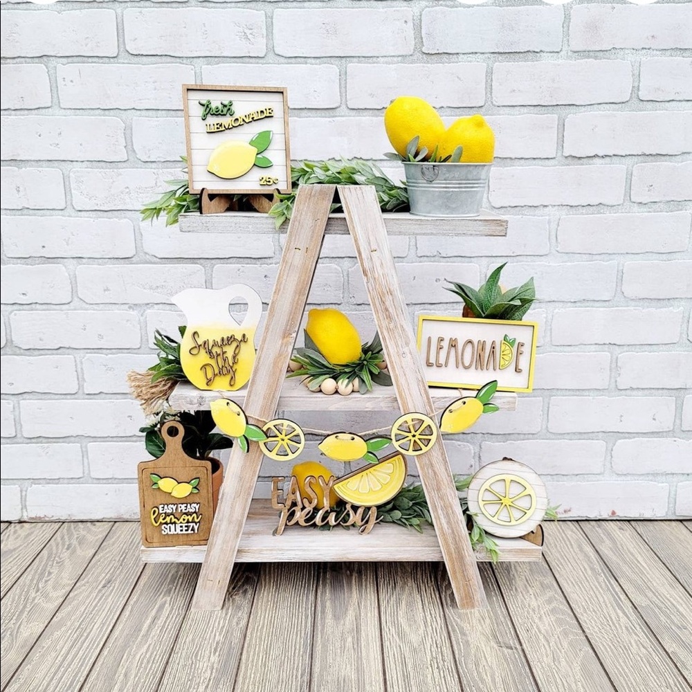 Lemon Tiered Tray Decor Set- Unfinished